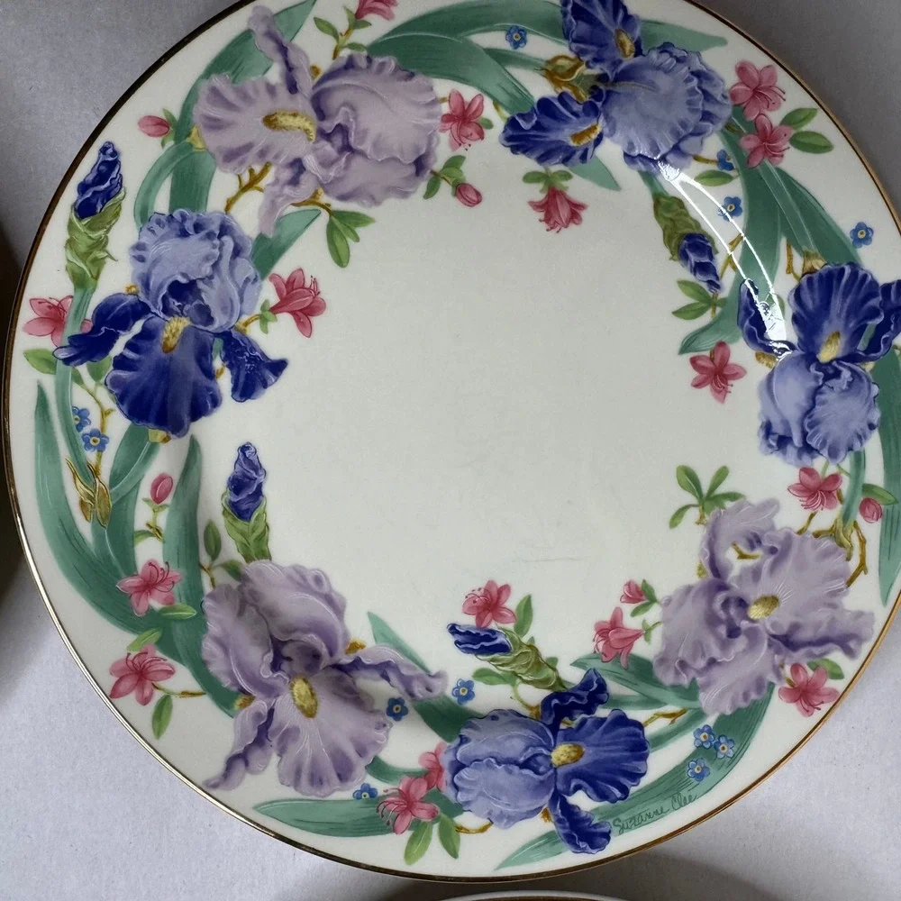 Lenox Suzanne Clee Flower Blossom Dessert‎ Plates Set of 4 Fine Porcelain 1998